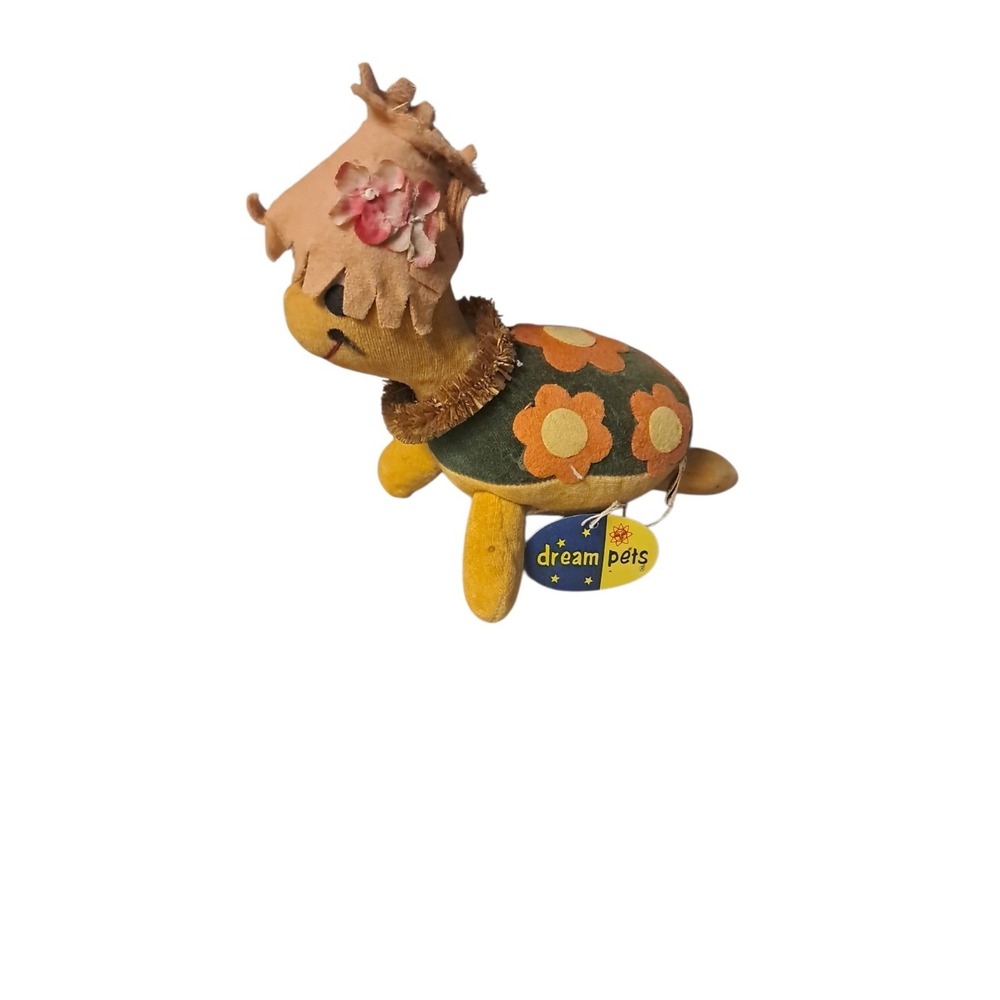 Vintage 60's R. Dakin Dream Pets Honolulu Harry Turtle Hat Lei Flowers Plush Tag